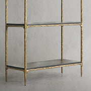Hand-Forged Metal White Marble Shelving