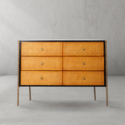 Hand-Forged Metal Metal Frame Rattan 6-Drawer Side Cabinet