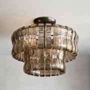 Amor 2-Tier Ghiaccio Glass Round Flushmount 18
