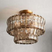 Amor 2-Tier Ghiaccio Glass Round Flushmount 18