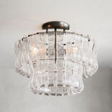 Amor 2-Tier Ghiaccio Glass Round Flushmount 18