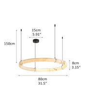 Black Metal Modern Round Ring Alabaster Pendant Light, Width 3.15