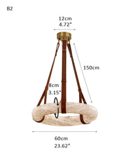 Round LED White Marble Pendant lamp with adjustable leather, Dia 12/16