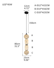 Modern Linear White Alabaster Solid Ball Thread Synthetic Shade Hanging Light for Dining
