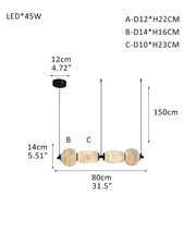Modern Linear White Alabaster Solid Ball Thread Synthetic Shade Hanging Light for Dining