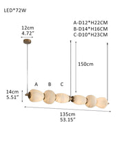 Modern Linear White Alabaster Solid Ball Thread Synthetic Shade Hanging Light for Dining