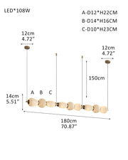 Modern Linear White Alabaster Solid Ball Thread Synthetic Shade Hanging Light for Dining