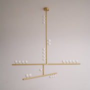 Brass Glass Drop Chandelier