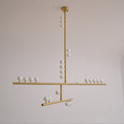 Brass Glass Drop Chandelier
