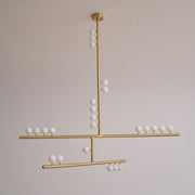 Brass Glass Drop Chandelier