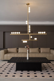 Brass Glass Drop Chandelier
