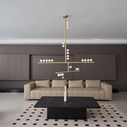 Brass Glass Drop Chandelier