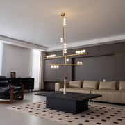 Brass Glass Drop Chandelier