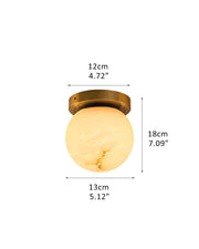 Modern Light Luxury Marble Round Ball Square Copper 1-Light Semi-Flush Mount Ceiling Light