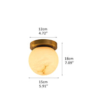 Modern Light Luxury Marble Round Ball Square Copper 1-Light Semi-Flush Mount Ceiling Light