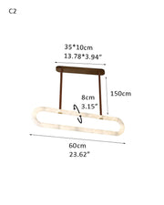 Oval Alabaster LED Large Pendant lamp with adjustable leather, Dia 16/24