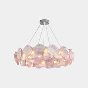 Murano Glass Disc Chandelier, Pink / Green
