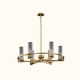 Cylindrical Aged Brass Chandelier