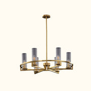 Cylindrical Aged Brass Chandelier