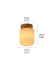 Modern Light Luxury Marble Round Ball Square Copper 1-Light Semi-Flush Mount Ceiling Light