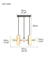 8-Light LED Linear Pendant Lighting in White Alabaster