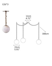 Alabaster Globe Swag Pendants Indoor Lighting with Brass/Black Chain in adjustable
