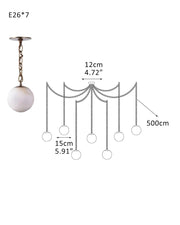 Alabaster Globe Swag Pendants Indoor Lighting with Brass/Black Chain in adjustable