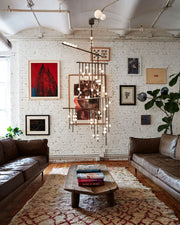 Brass Glass Drop Chandelier