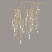 Brass Glass Drop Chandelier