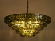 Amor 5-Tier Ghiaccio Glass Pendant Round Chandelier 48