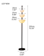 LED Bronze and Alabaster Triple Bowl Tall Floor Lamp 76in