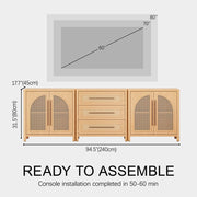Haven Cane Oak Modular 3-Piece Media Console 94.5“W - Themodhome product image 08
