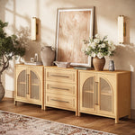 Haven Cane Oak Modular 3-Piece Media Console 94.5“W - Themodhome product image 02