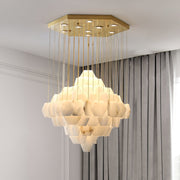 Hexa Alabaster Cascade Chandelier