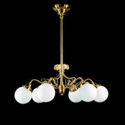 Jugendstil 6 Light Traditional Brass Chandelier - Lobmeyr