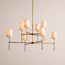 Kyler 2 Tiers Round Linen Shade Chandelier 48