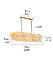 Rectangular Alabaster Chandelier Dia 100/120 with Round Shell Piece String Ceiling for Dining room