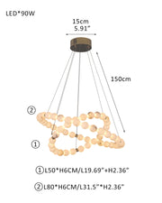 Modern Pearl Alabaster Necklace Circle Double Chandelier by dimming