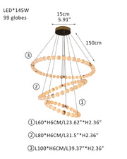 Modern Pearl Alabaster Necklace Circle Triple Chandelier with Dia 60+80+100cm