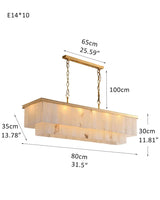 Modern White Alabaster Shade Multi-Layer Rectangle Chandelier