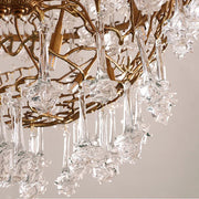 Modern Crystal Drop Brass Branch Chandelier
