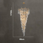 Modern Crystal Droplet Branch Staircase Chandelier