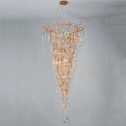 Modern Crystal Droplet Branch Staircase Chandelier