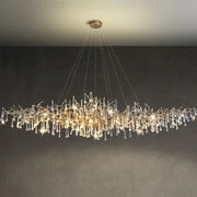 Modern Crystal Teardrop Brass Branch Chandelier For Living Room