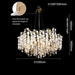 Modern Gold Blossom Crystal Round Branch Chandelier For Living Room