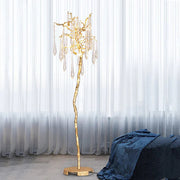 Modern Gold Crystal Droplet Branch Standing Floor Lamp