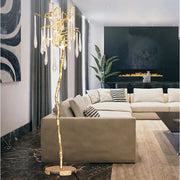 Modern Gold Crystal Droplet Branch Standing Floor Lamp