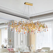 Modern Linear Colorful Crystal Branch Chandelier