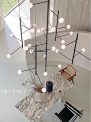 Modern Multi-Arm Opal Chandelier