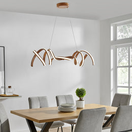 Munich LED Horizontal Chandelier Wood